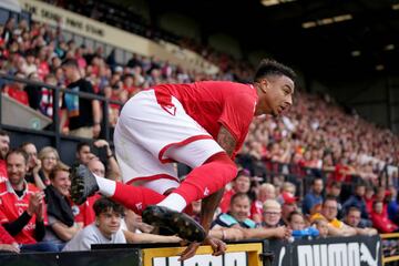 Jesse Lingard durante un amistoso de pretemporada con el Nottingham Forest.