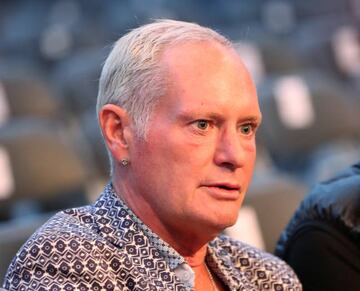 Former football player Paul Gascoigne attends the WBO Interim World Featherweight Title fight between Carl Frampton and Luke Jackson at Windsor Park, Belfast, Northern Ireland, August 18, 2018.