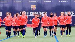 La plantilla del Barcelona en un entrenamiento. 