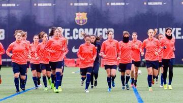 La plantilla del Barcelona en un entrenamiento.