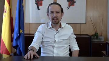 Madrid (Spain), 15/03/2021.- A still image from a video published in Twitter by Spanish second Deputy Prime Minister, Pablo Iglesias, 15 March 2021, in which he announced he will be leaving his position in the Government in order to run for Madrid's regional Presidency in the on coming regional elections. Madrid will be holding elections next 04 May after current regional President, Isabel Diaz Ayuso, announced she was dismissing Ciudadanos coalition partners from Government and calling for snap elections, 10 March 2021. (Elecciones, España) EFE/EPA/HANDOUT IMAGE TO BE USED ONLY IN RELATION TO THE STATED EVENT (MANDATORY CREDIT) HANDOUT EDITORIAL USE ONLY/NO SALES