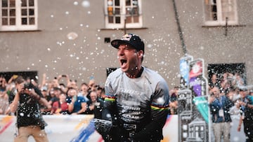Tomas Slavik celebrates during Red Bull Genova Cerro Abajo in Genova, Italy on October 20, 2024.