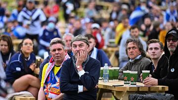GLASGOW, SCOTLAND - JUNE 22: Scotland fans react as they support their team in the Euro 2020 game against Croatia on June 22, 2021 in Glasgow, Scotland. Scotland play Croatia hoping to progress from the group stages of the Euro 2020 competition. Key Scotl