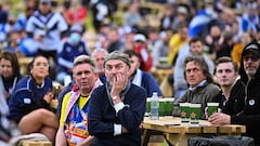 GLASGOW, SCOTLAND - JUNE 22: Scotland fans react as they support their team in the Euro 2020 game against Croatia on June 22, 2021 in Glasgow, Scotland. Scotland play Croatia hoping to progress from the group stages of the Euro 2020 competition. Key Scotl