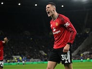 Benjamin Sesko celebra un gol.