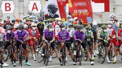 El pelot&oacute;n, antes de tomar la salida de la primera etapa de La Vuelta 2020 en Ir&uacute;n.