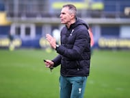 Gaizka Garitano en un entrenamiento en la Ciudad Deportiva Bahía de Cádiz.