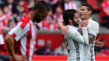 James Rodr&iacute;guez complet&oacute; los 90 minutos en la victoria 3-2 del Real Madrid sobre Sporting de Gij&oacute;n.