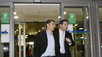 El nuevo entrenador del Valencia, Ernesto Valverde, a su llegada a Valencia.