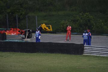 Sebastian Vettel tras su accidente. 