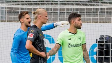 N&uacute;&ntilde;ez con Haaland y Ezkieta en la pretemporada.