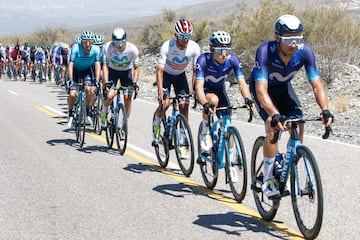 Fernando Gaviria ganó la cuarta etapa de la carrera argentina. Se impuso en el embalaje ante Peter Sagan y celebró por primera vez con el Movistar Team.