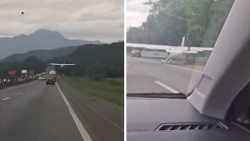 Una avioneta aterriza en medio de la autopista entre todo el tráfico: la imagen es brutal