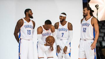 Paul George, Russell Westbrook, Carmelo Anthony y Steven Adams