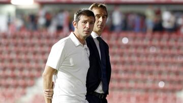 Celades y Lopetegui, en la época en la que coincidieron como técnico y ayudante en el Real Madrid.