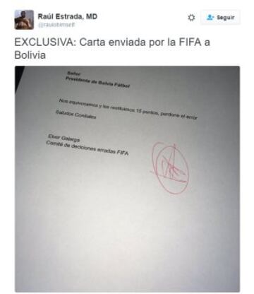 Los mejores memes sobre el comunicado de la FIFA a Bolivia