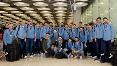 La Selección española de balonmano llega al Aeropuerto de Barajas tras haber conseguido el bronce en el Mundial de Balonmano de Polonia y Suecia.