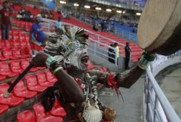 Un seguidor de la República Democrática del Congo en el partido contra Túnez.