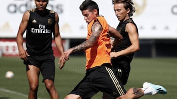 James Rodr&iacute;guez en entrenamiento 