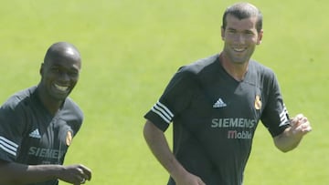 Makelele, con Zidane en el entrenamiento.