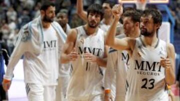 Ioannis Bourousis, Dani Díez, Rudy Fernández y Sergio Llull se retiran del Palacio tras sumar una victoria en Liga.