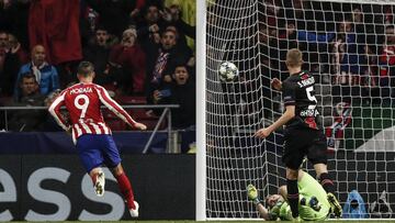 Alvaro Morata (Atletico de Madrid) scores to make it (1,0) UCL Champions League match between Atletico de Madrid vs Bayer 04 Leverkusen at the Wanda Metropolitano stadium in Madrid, Spain, October 22, 2019 .