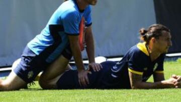 El sueco es atendido por el fisio de Suecia en la última sesión