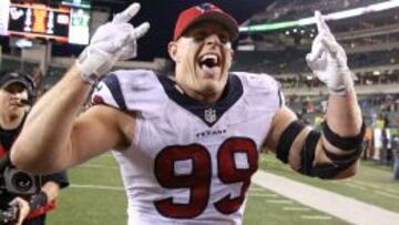 JJ Watt celebra la victoria de los Texans ante los Bengals.