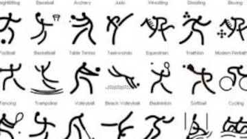 <b>ORIGINALES</b>. Los iconos representativos de cada modalidad deportiva integran la herencia pictográfica de las inscripciones en hueso y los objetos de bronce de la antigua China con el diseño moderno.