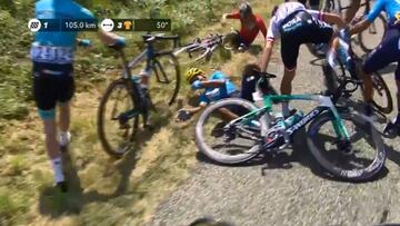 La caída que sufrió Nairo durante la etapa 18 del Tour