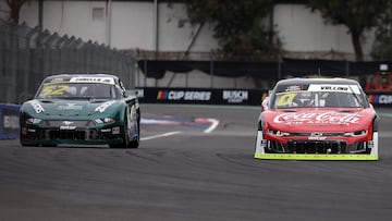 MEXICO CITY, MEXICO - JUNE 14: Santos Zanella Jr., driver of the #52 Ford and Rafael Vallina, driver of the #0 Chevrolet race during the NASCAR Mexico Series Pedro Rodriguez 100 at Autodromo Hermanos Rodriguez on June 14, 2025 in Mexico City, Mexico. James Gilbert/Getty Images/AFP (Photo by James Gilbert / GETTY IMAGES NORTH AMERICA / Getty Images via AFP)