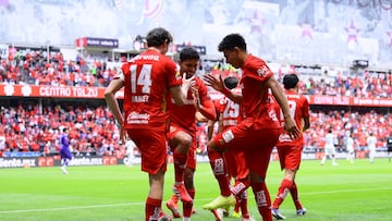 Jesus Gallardo celebrates his goal 1-0 of Toluca during the 8th round match between Toluca and Guadalajara as part of the Liga BBVA MX Varonil, Torneo Clausura 2026 at Nemesio Diez Stadium, on February 28, 2026 in Toluca, Estado de Mexico, Mexico.