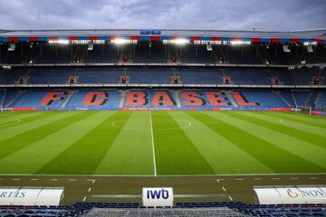 General view inside the stadium prior to the UEFA Europa League play-off match between FC Basel and ZSKA Sofia at St. Jakob-Park on October 1, 2020 in Basel, Switzerland. Football Stadiums around Europe remain empty due to the Coronavirus Pandemic as Gove