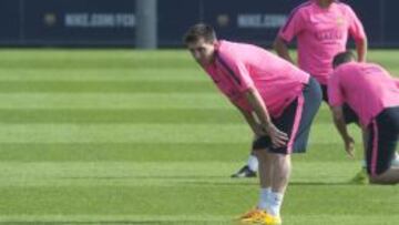 Messi, en un entrenamiento con el Barça.