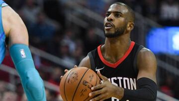 Dec 13, 2017; Houston, TX, USA; Houston Rockets guard Chris Paul (3) looks to shoot during the second quarter against the Charlotte Hornets at Toyota Center. Mandatory Credit: Shanna Lockwood-USA TODAY Sports