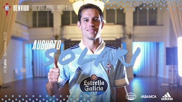 Augusto Solari posa con la camiseta del Celta.