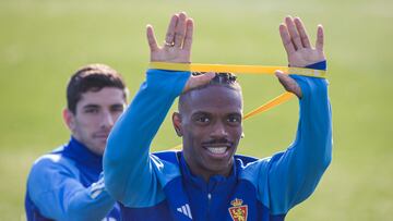 Jair Amador, en un entrenamiento junto a Fran Gámez.