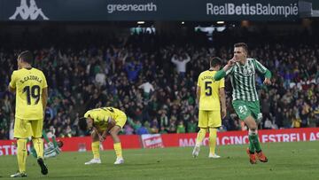Giovani Lo Celso celebra un gol con el Betis en LaLiga Santander ante el Villarreal.