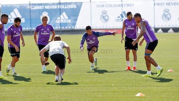 Cristiano, Benzema y Coentrao ya trabajan con el resto del grupo.