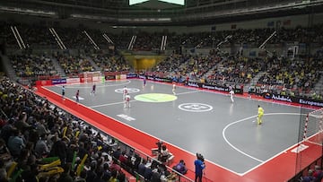 Imagen de un partido de f¨²tbol sala en el Olivo Arena de Ja¨¦n.