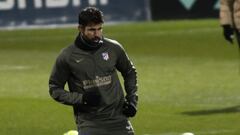 Diego Costa durante un entrenamiento con Atl&eacute;tico de Madrid.