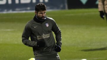 Diego Costa durante un entrenamiento con Atl&eacute;tico de Madrid.