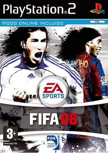 Un joven Sergio Ramos y Ronaldinho dan la cara en FIFA 08. 