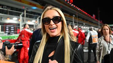 US media personality and businesswoman Paris Hilton tours the grid before the start of the Las Vegas Formula One Grand Prix on November 18, 2023, in Las Vegas, Nevada. (Photo by ANGELA WEISS / AFP)