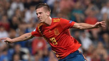 REGGIO NELL'EMILIA, ITALY - JUNE 27: Dani Olmo of Spain in action during the 2019 UEFA U-21 Semi-Final match between Spain and France at Mapei Stadium - Citta' del Tricolore on June 27, 2019 in Reggio nell'Emilia, Italy. (Photo by Giuseppe