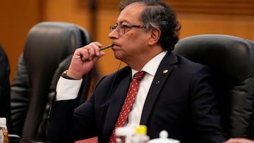 Colombian President Gustavo Petro attends a meeting with Chinese President Xi Jinping (not pictured) at the Great Hall of the People in Beijing, China, October 25, 2023. Ken Ishii/Pool via REUTERS