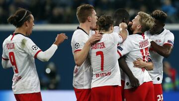 Los jugadores del Leipzig celebran la victoria ante el Zenit en Champions.