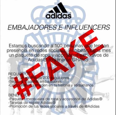 La estafa online del año: Adidas no busca Influencers, que no te engañen