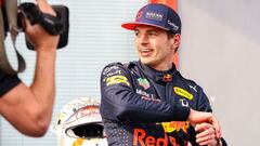 Red Bull&#039;s Dutch driver Max Verstappen reacts after the Emilia Romagna Formula One Grand Prix at the Autodromo Internazionale Enzo e Dino Ferrari race track in Imola, Italy, on April 18, 2021. (Photo by Bryn Lennon / various sources / AFP)