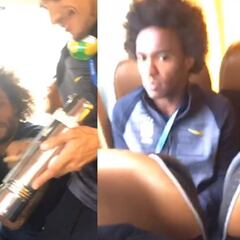 La fiesta del autobús de Brasil antes de ganar a Costa Rica